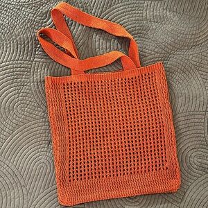 NWOT Orange Open Knit Tote